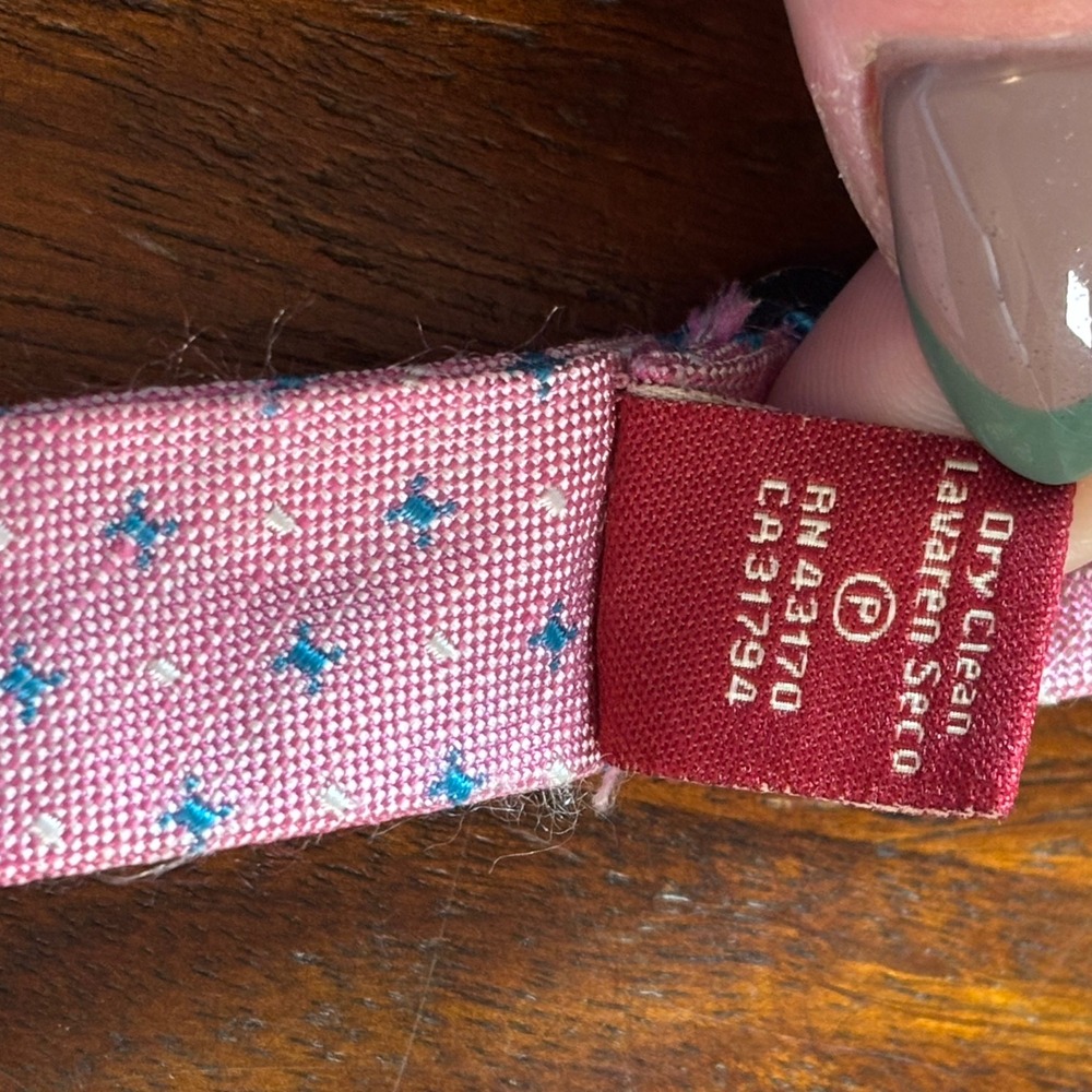 Original Penguin Mens Pink Silk Linen Geometric Self Tie Bow Tie Adjustable - Picture 5 of 8